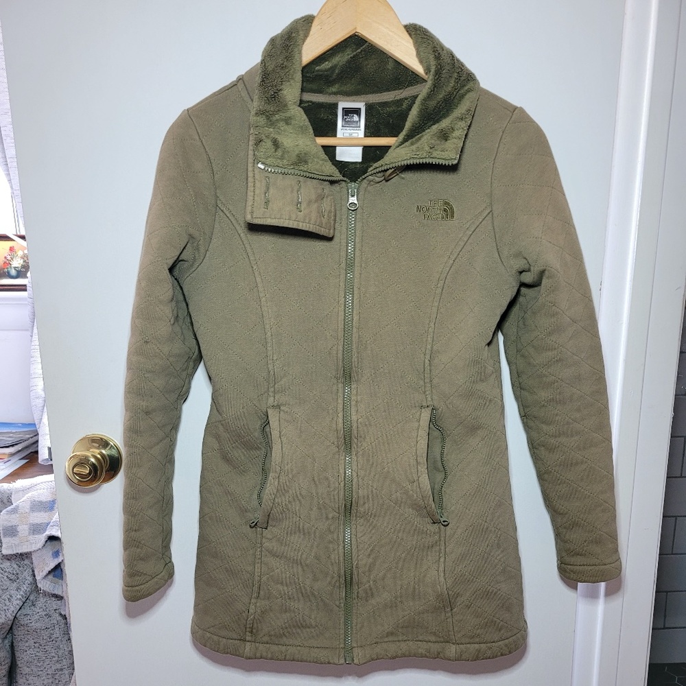 North Face Quilted Olive Green Coat Size Small